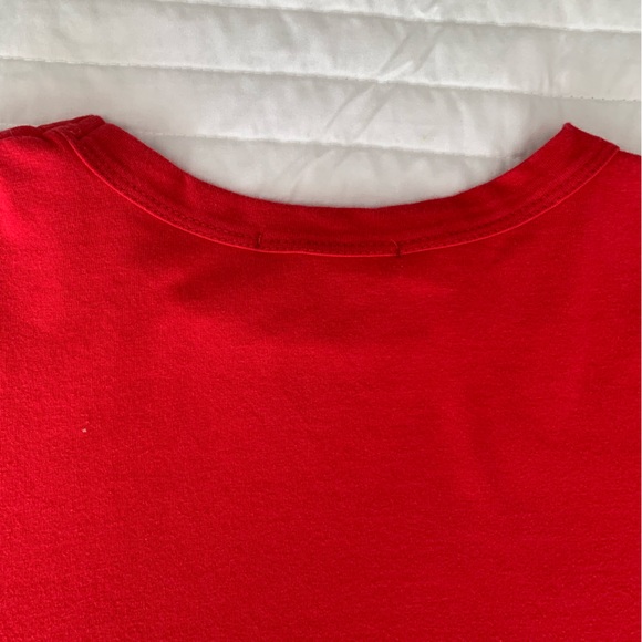 Gaze Cropped Top Crewneck Long Sleeve Red Shirt Black White Stripe Women Size M - Picture 4 of 10